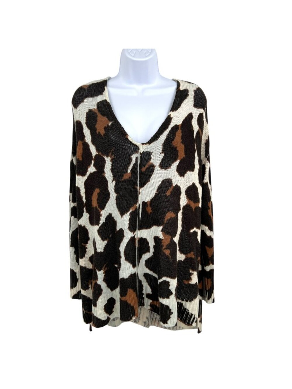 Show Me Your Mumu Wildcat Knit Hug Me Sweater Leopard Brown Black White Size XS